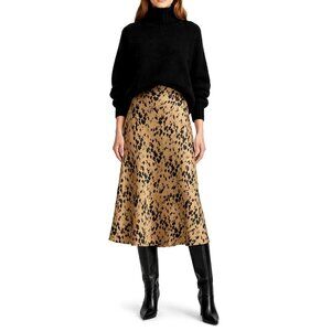 Anine Bing Bar Silk Skirt Leopard Print Bias Cut